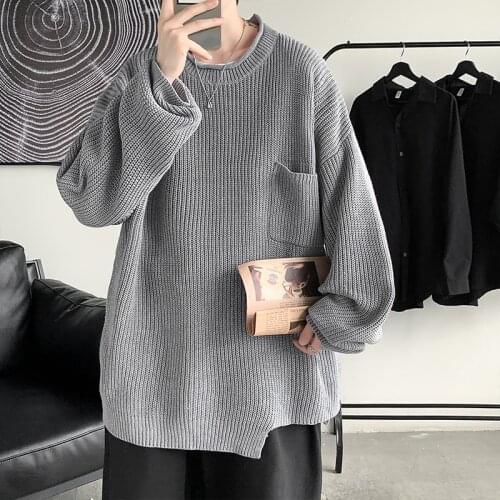Mens Sweaters Casual Hip Hop Oversize Knitted Pullovers 2021 Trendy Style