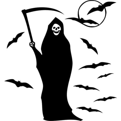 15cm*14cm Fun Bat Reaper Decorative Car Stickers PVC Personality Silhouette Auto Motorcycle Windshield Waterproof Decals