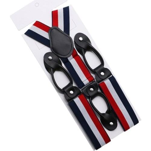 120cm Fashion Pattern Suspenders Men/women Y-back Genuine Real Leather Trimmed Button End Elastic Tuxedo Pant Shirt Suspenders