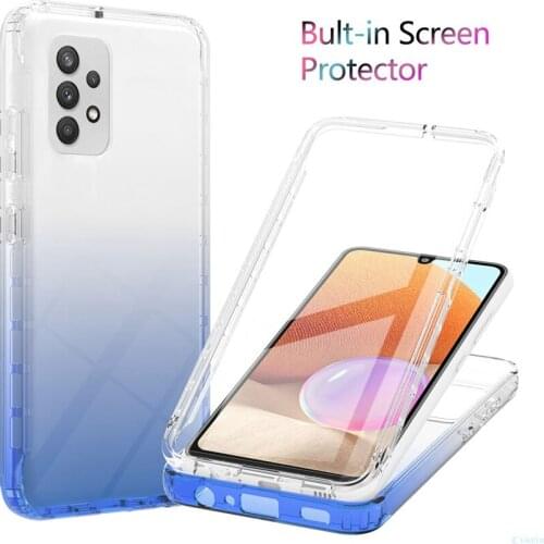 A32 360 Full Body Screen Protector Transparent Case For Samsung Galaxy A32 4G 5G Gradient Color Shockproof Phone Cover