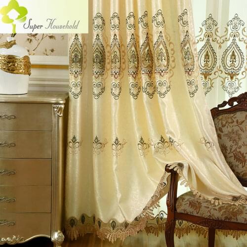 Luxury Simple Embroidery Curtains for Bedroom Living Room European Blackout Finished Floor to Ceiling Window Screen Fabric Drape
