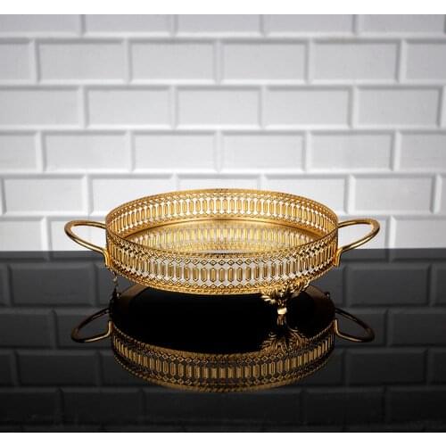 Serving Tray Luxury Service Plate Golden Silver Round Big Small Turkish Arabic Oriental Eastern