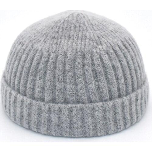Brimless Hats Hip Hop Beanie Skullcap Street Knitted Hat Women Men Solid Pumpkin Portable Melon Cap Z02