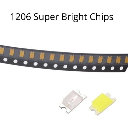 500pcs 1206 SMD 2.1~3.4V 20MA SMT White Red Green Blue Yellow Pink Orange Super bright LED lamp light-emitting diodes LED Patch