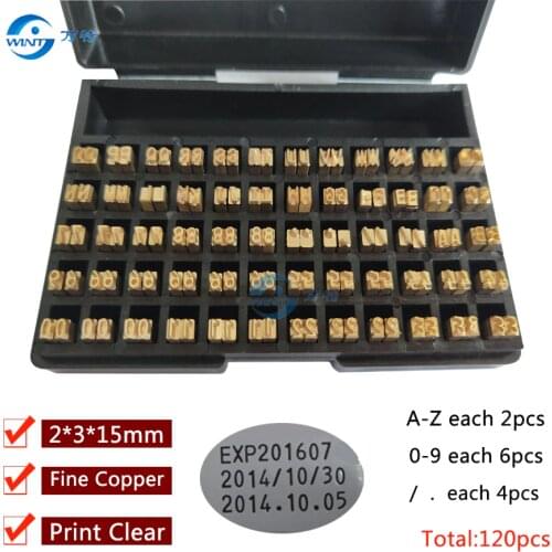 2*3*15mm Hot stamping letters thermal ribbon printing alphabet font for expiration coding machine date code printer