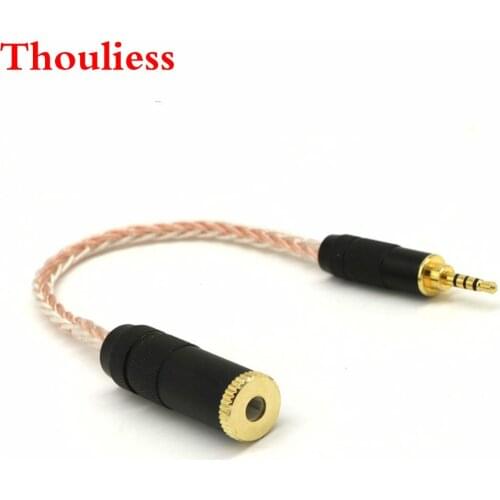 Thouliess 10cm 8 core Copper Silver Plated wires 2.5mm TRRS Balanced to 4.4mm Balanced Female Audio Adapter Cable