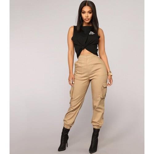 Spring Womens High Waist Cargo Pants 2020 Winter Sports Loose Pants Harajuku Cargo Pants Elastics Trousers