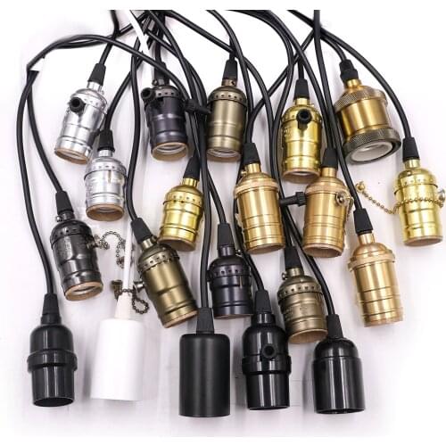 AC85-240V Vintage Edison Lamp Base Pendant light Holder E27 LED Bulb Screw Socket Base 115cm Cable for Retro Incandescent