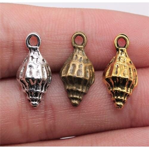 WYSIWYG 20pcs 19x9mm Charm Conch 3 Colors Alloy Conch Charms Shell Conch Pendant Charms For Jewelry Making