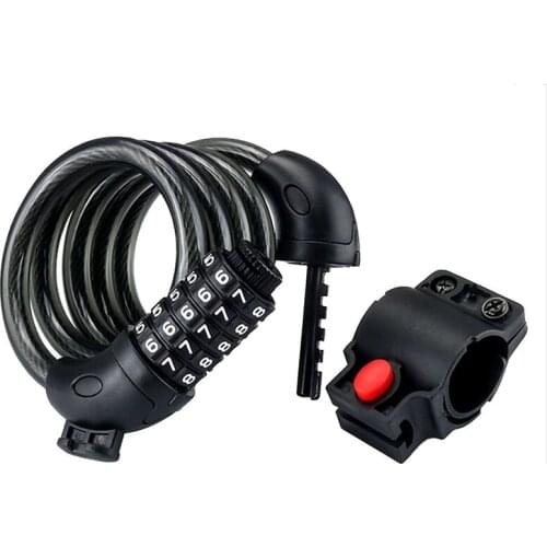 Bike Lock 5 Digit Code Combination Bicycle Security Lock Steel Cable Spiral Cycling Lock For Bicycles Motorcycles Accessories