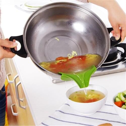 1-10pcs Creative Anti-Spill Silicone Slip Funnel For Pots Pans And Bowls And Jars Food grade silicone soup funnel kitchenware 5z