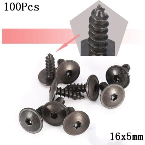 100pcs/Set 16x5mm Clips Engine Cover Screws Undertray Splash Guard Wheel Arch Torx Fastener Clips Universal For VW For Audi
