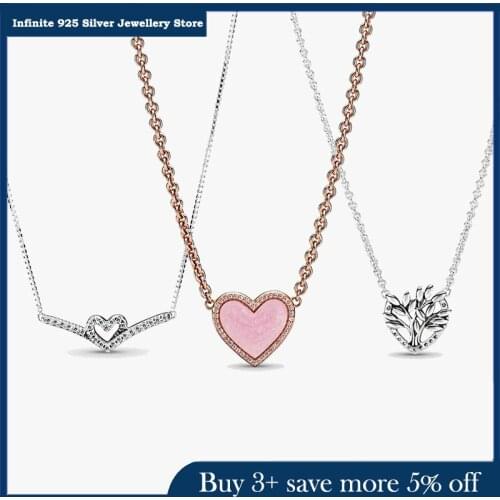 2021 New 925 Sterling Silver Life Tree Necklace Zirconium Inlaid Love Necklace For Women Brand Original Necklace Jewelry Gift