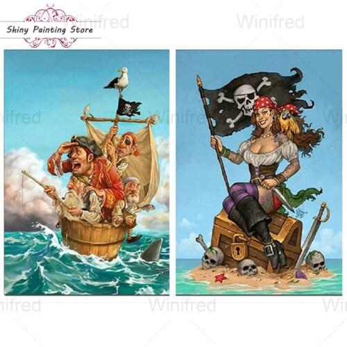 DIY Diamond Painting Pirate Captain Comics Portrait 5D Square Round Diamond Mosaic Handmade Diamond Embroidery Cross Stitch Kit