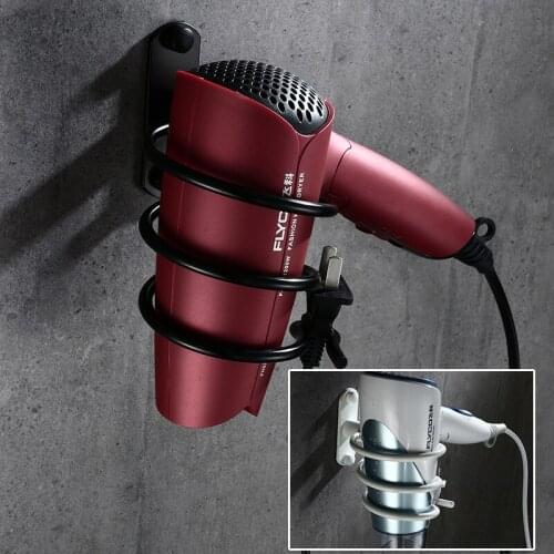 Black or White Bathroom Hair Dryer Rack Space Aluminum Wall Holder Shelf Storage Racks Home Storage Organizer