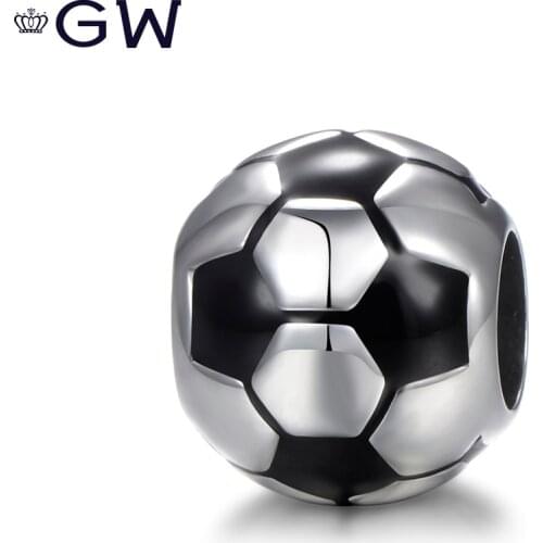 Bracelets Charms 925 Pure silver Bead Football dangles DIY Jewelry making fits bracelets Necklace For Women Men Charm Jewelry