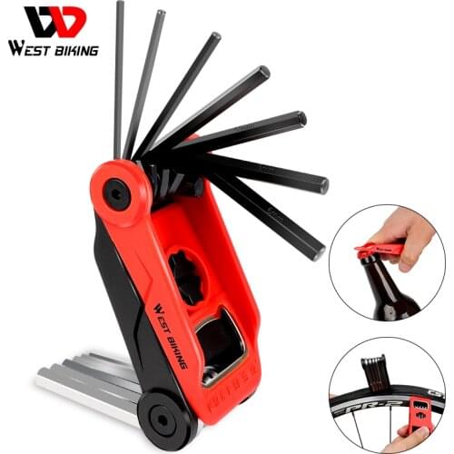 WEST BIKING Bicycle Tools Kit Cycling Repair Hex Allen Wrench Bottle Opener Tire Lever Multitool Set MTB Road Bike Repair Tool