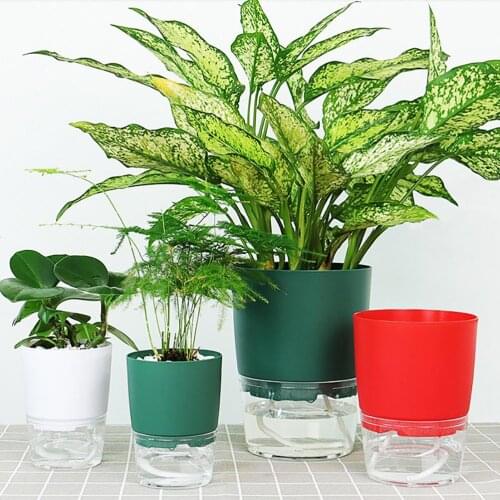 Double-Layer Automatic Absorbent Lazy Flower Pot Household Transparent Plastic Hydroponic Flower Pot Soil Culture Flower Pot Box