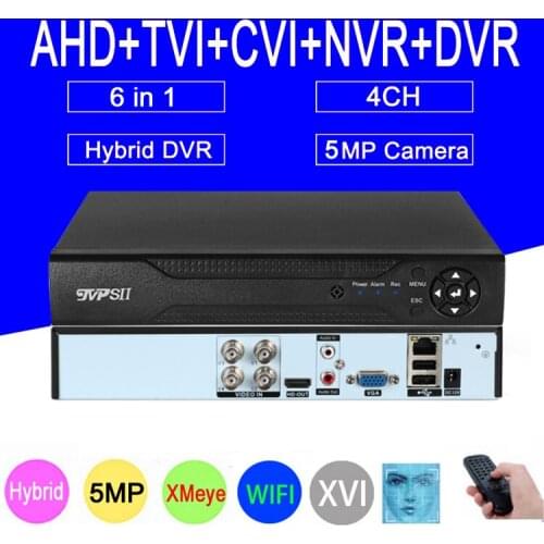H.265+ XMeye Hi3520D Auido Face Detect 5MP 4CH 4 Channel Surveillance Video Recorder Hybrid 6 in 1 XVI TVI CVI NVR AHD CCTV DVR
