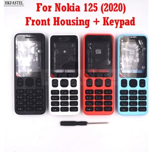 HKFASTEL New High Quality Cover For Nokia 125 2020 Full Mobile Phone housing cover English Russian Keypad Replacement Parts Tool