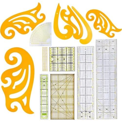 Imzay 12pcs Drawing Drafting Tailor Design French Curve Template Scale Patchwork Sewing Ruler
