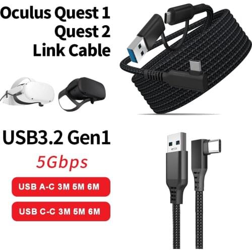 For Oculus Quest 2 Link Cable 6M USB 3.2 Gen 1 Quick Charge Cables for Quest2 VR Data Transfer Fast Charge VR Headset Accessory