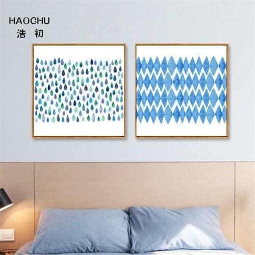 HAOCHU creative abstract blue tones Mural WALL ART Canvas Painting Wall Painting poster decorations for home children room CAFE