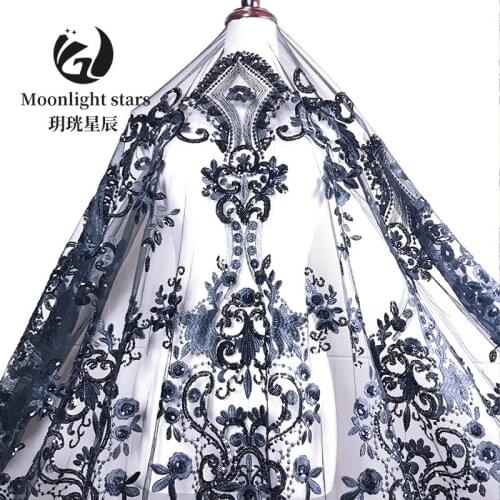 2021 new high end fashion dress Sequin embroidery lace fabric with cloth multicolor optional