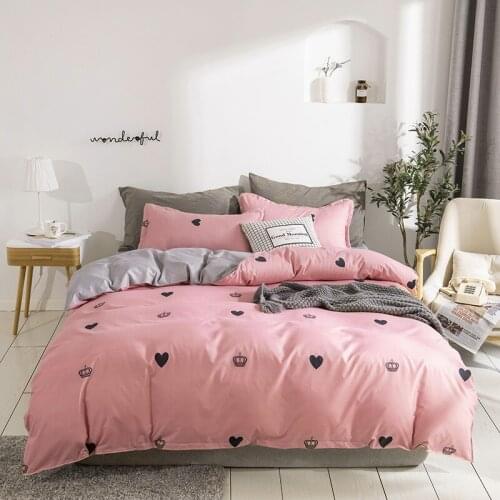 Soft Bedding Set with Heart Romantic Flower Fruit Twin Queen Flat Sheet Duvet Quilt Cover Pillowcase Cotton Ployester Adult Kids