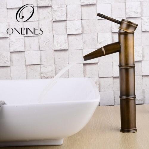 German online European antique bamboo basin-wide copper wash basin faucet hot and cold taps platform