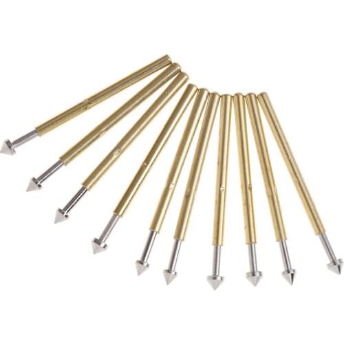 100 PcsP75-E2 / P75-E3 Spring Test Probe Pogo Pin 1.3mm Conical Head Gold Plated 1.0mm Thimble