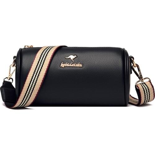 Luxury Designer Women Soft Leather Handbag High Quality Durable Leather Shoulder Bag Fashion Barrel-shaped Female Messenger Bag