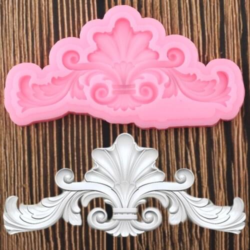 Baroque Scroll Leaves Border Silicone Molds DIY Flower Cupcake Fondant Cake Decorating Tools Candy Clay Chocolate Gumpaste Mould