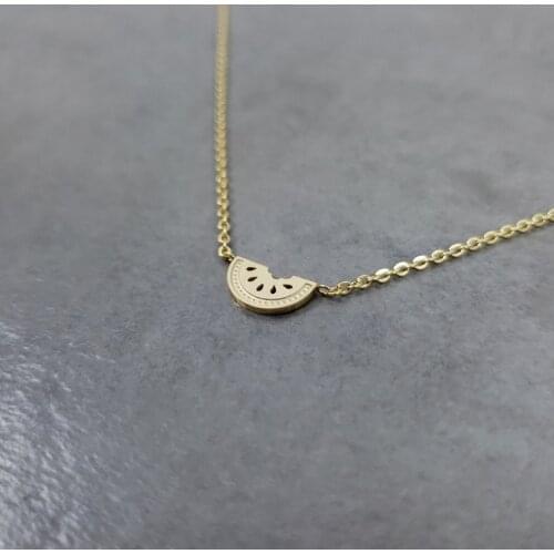 Minimal Half A Watermelon Pendant Necklace Women Men Summer Jewelry Fashion Stainless Steel Gargantilha Cute Fruit Gold Choker