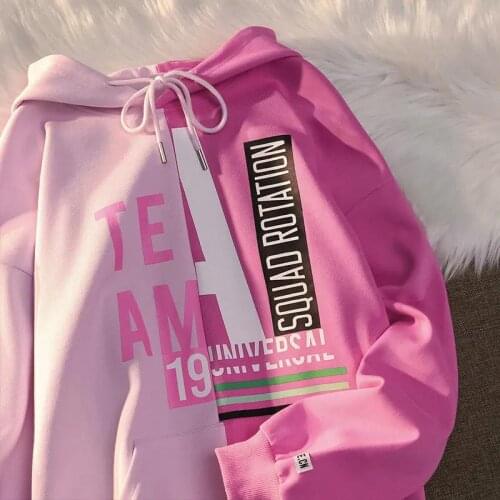2021 Hip Hop sweet girl pink tops funny Patch Hoodies Women Letter Print Sweatshirt Oversized Clothes for Teens Student Harajuku