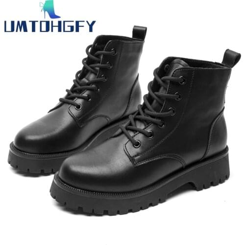 2022 Womens Winter Boots Genuine Leather Natural Wool Warm Martin Studer Boots Thick-soled Ankle Boots Lace Up Rubber Non-Slip