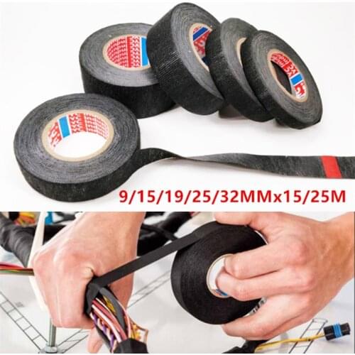 1Pc Heat-resistant Adhesive Cloth Fabric Tape for Car Auto Cable Harness Wiring Loom Protection 9/15/19/25MM Retardant Tape