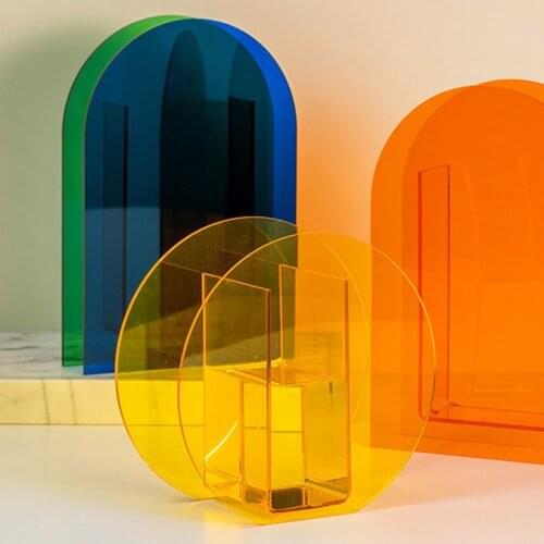 1*Vase Nordic Minimalist Style Acrylic Color Geometric Shape Vase Decorative Ornaments *Made Of High-quality Materials, Durable