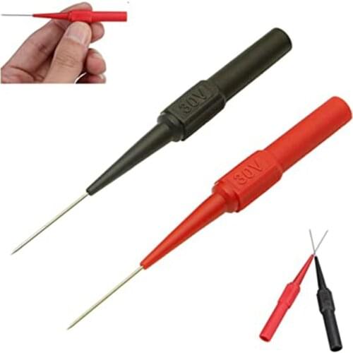 2Pcs Test Probe Instrument Parts & Accessories Needle Safe Multimeter Tools Black/Red For Banana Plug Car Test Puncture Line