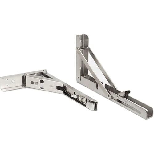 2Pcs Brackets 8-24 inch Decorative Wall mounted Shelf Bracket 304 Stainless Steel Triangular Support Foldable Table Support