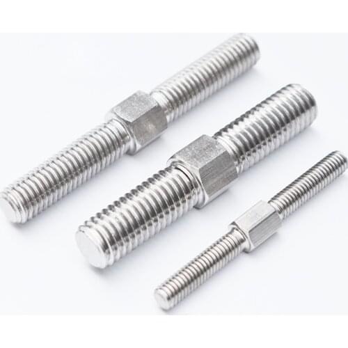 2Pcs M4 M5 Stainless Steel 304 Hex Double Head Screw Positive Negative Tooth Stud Left-handed right-handed Bolt 30mm-100mm long