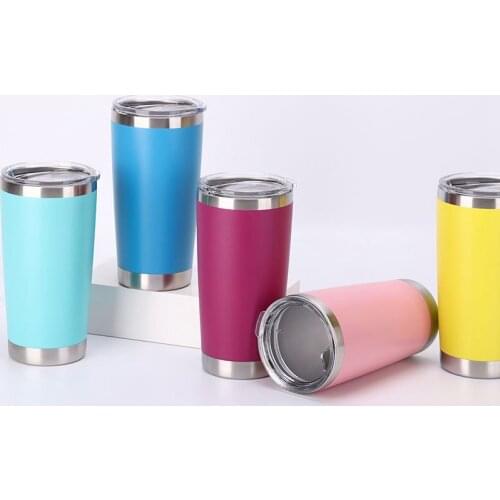 500ml Double wall car cup Metal drinking coffee mugs Stainless steel mug Thermal water juice cups with lid drinkware for traval