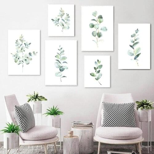 Watercolor Eucalyptus Painting Greenery Wall Art Canvas Prints Botanical Poster Wall Pictures Plant Lover Gift Living Room Decor