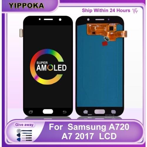 Super AMOLED For Samsung Galaxy A7 2017 LCD A720 Display Touch Screen Digitizer Replacement Parts For A720F A720M LCD Display