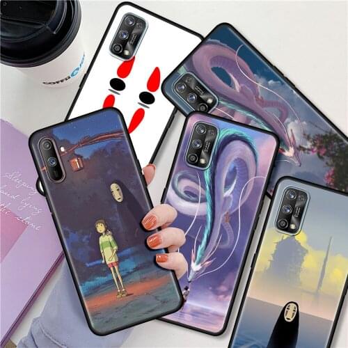 For Realme 6 8 7 Pro C3 C21 XT 5 GT Neo C25 C20 X50 7i C15 C11 Black Soft Phone Case Luxury Back Cover Anime Spirited Away Funda