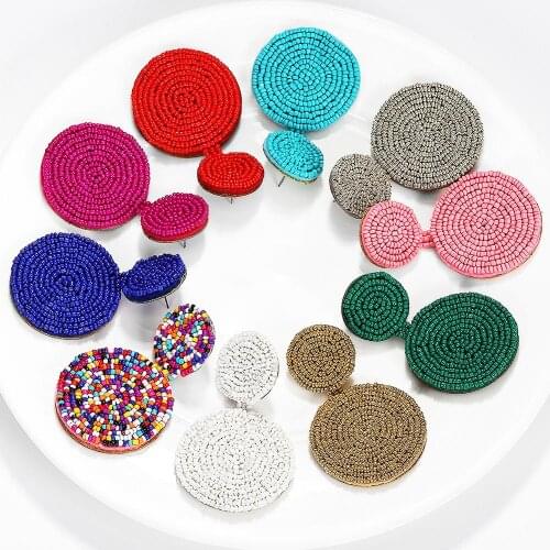 Dvacaman Multicolors Big Round Beaded Drop Earrings Ethnic 2019 Trendy Statement Earrings Handmade Ear Accessories Party Jewelry