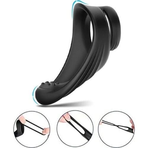 Dual Holes Penis Cock Ring Male Delay Trainer Ejaculation Silicone Masturbator Adult Sex Toys
