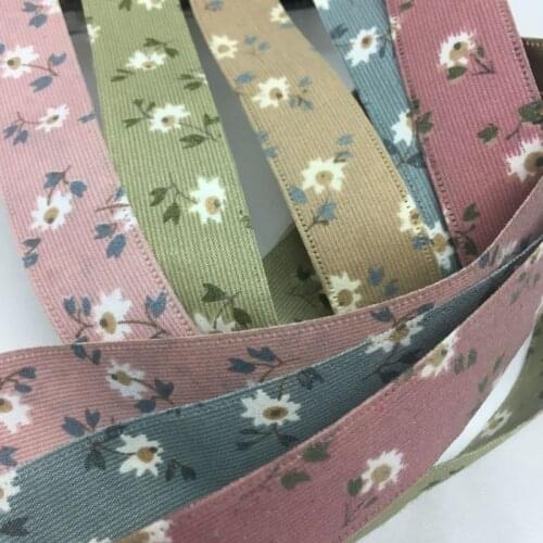 2.5cm Flowers Fabric Double Face Floral Ribbon For Handmade Craft Patchwork Sewing Bows Wedding Party Deco Gift Packing