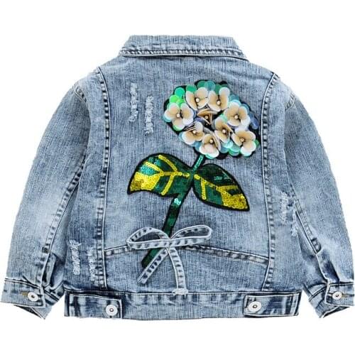 Spring 2020 Jeans Jacket Girls Kids Clothes Girls Coats And Jackets Children Clothes Kids Jacket Fashion SequinCowboy Coat 2-16