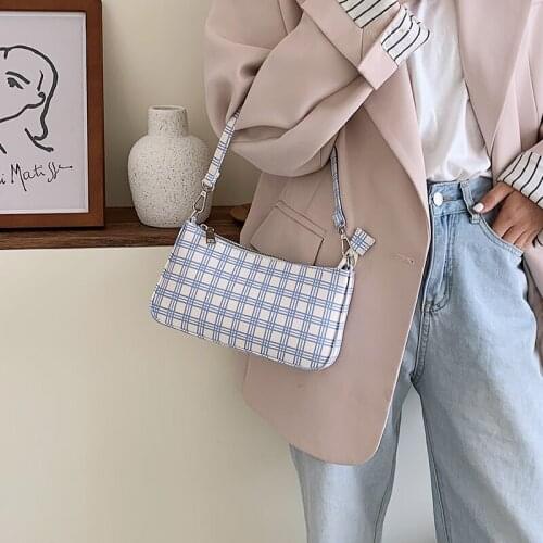 FuAhaLu New fashion lattice crossbody bag popular wild baguette lady ladies shoulder bag